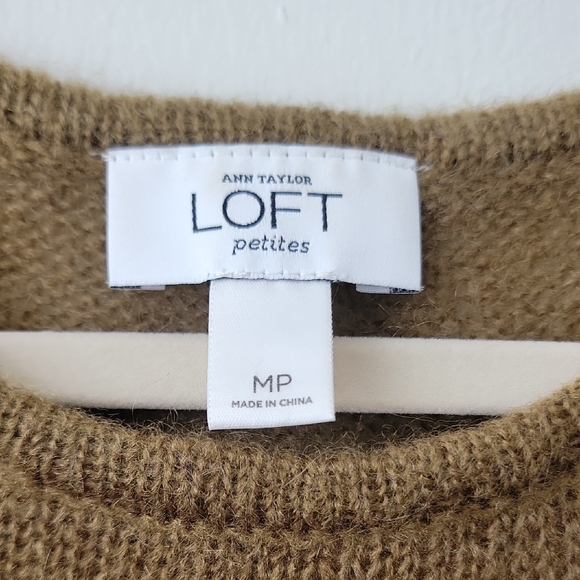 LOFT Olive and Lavender Mohair Blend Striped Sweater - Picture 2 of 11